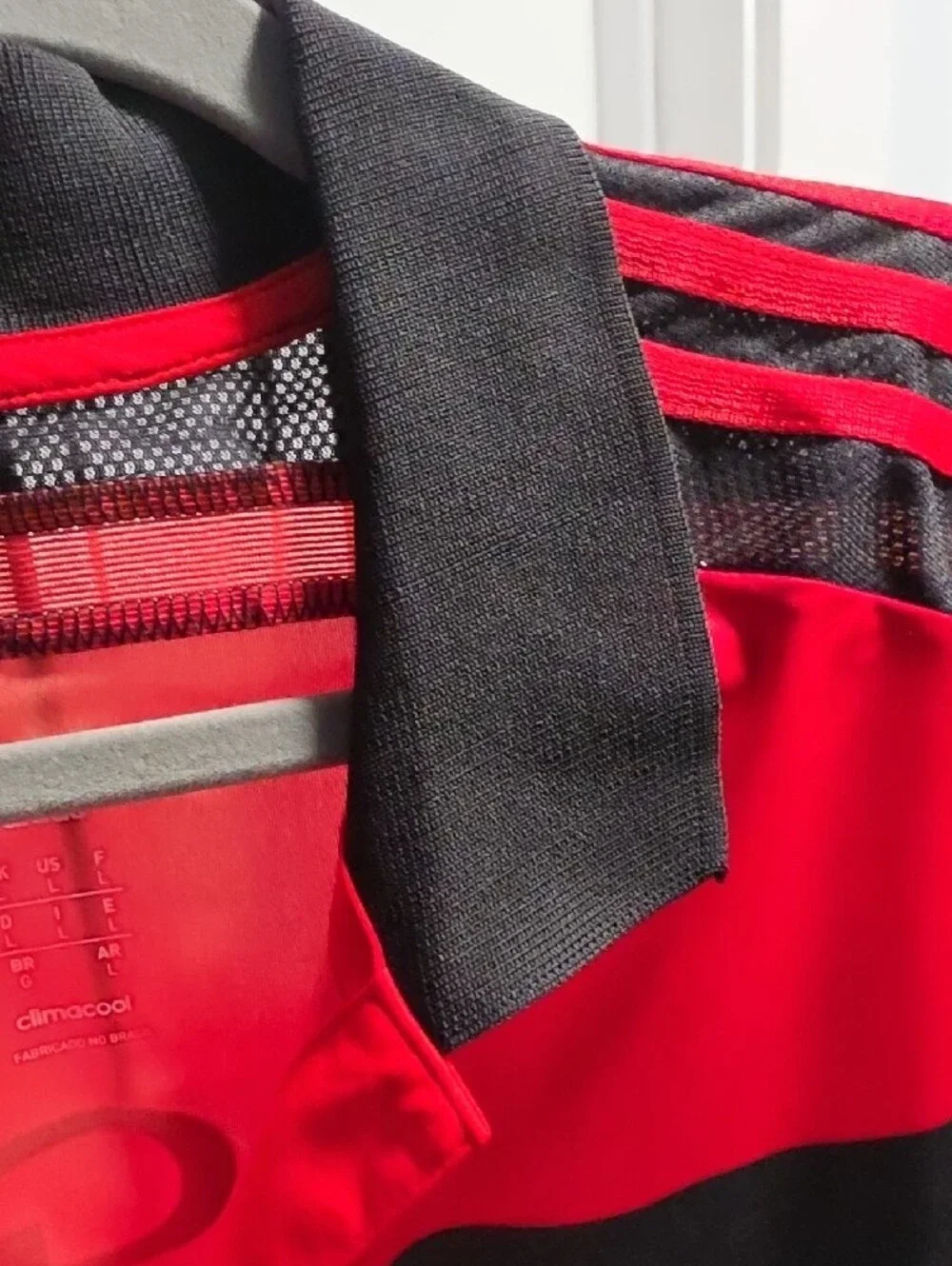 adidas Men’s Black and Red Stripe Soccer Jersey